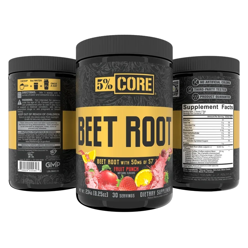 5% Nutrition Core Beet Root Powder – 30 Servings (Fruit Punch)