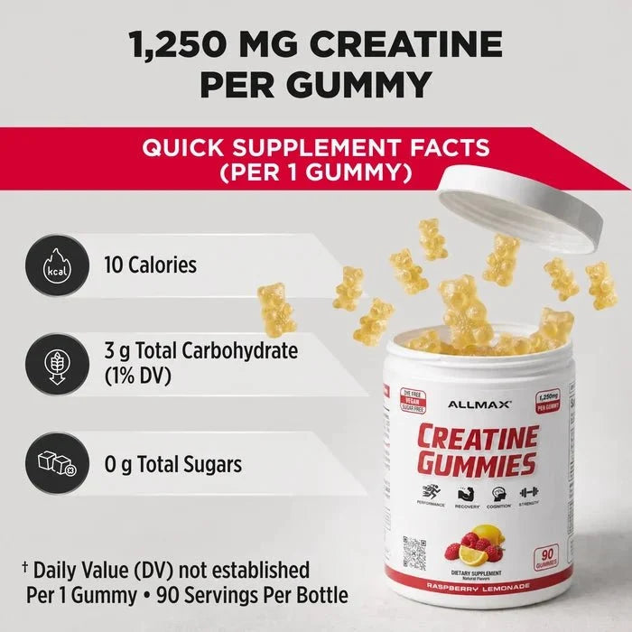 ALLMAX Creatine Gummies | 5g Creatine | Sugar-Free