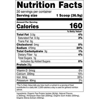 Transparent Labs 100% Pea Protein Isolate -30 Servings