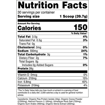 Transparent Labs 100% Pea Protein Isolate -30 Servings
