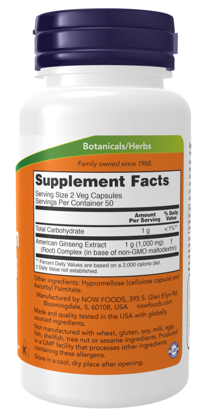 Now American Ginseng 500mg -100 Caps