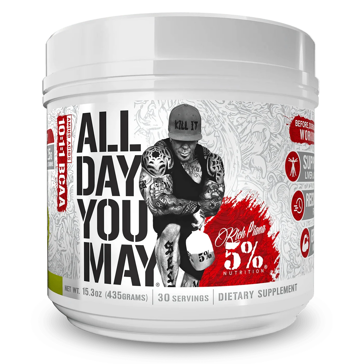 5% Nutrition All Day You May 10:1:1 Ratio BCAA with Joint & Liver Support Blend