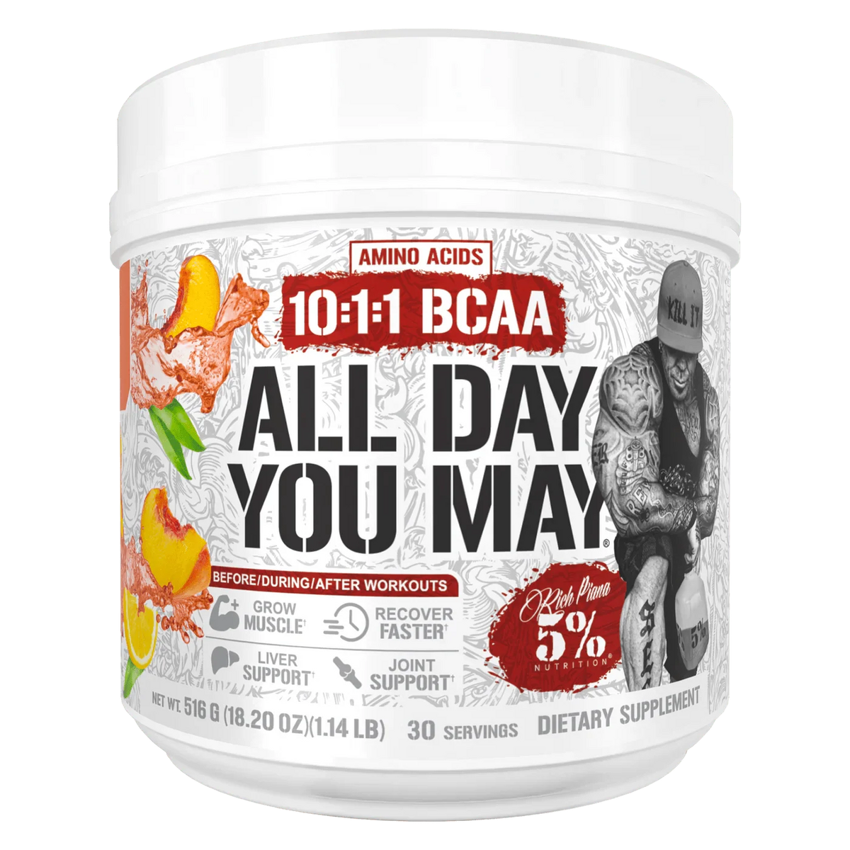 5% Nutrition All Day You May 10:1:1 Ratio BCAA with Joint & Liver Support Blend