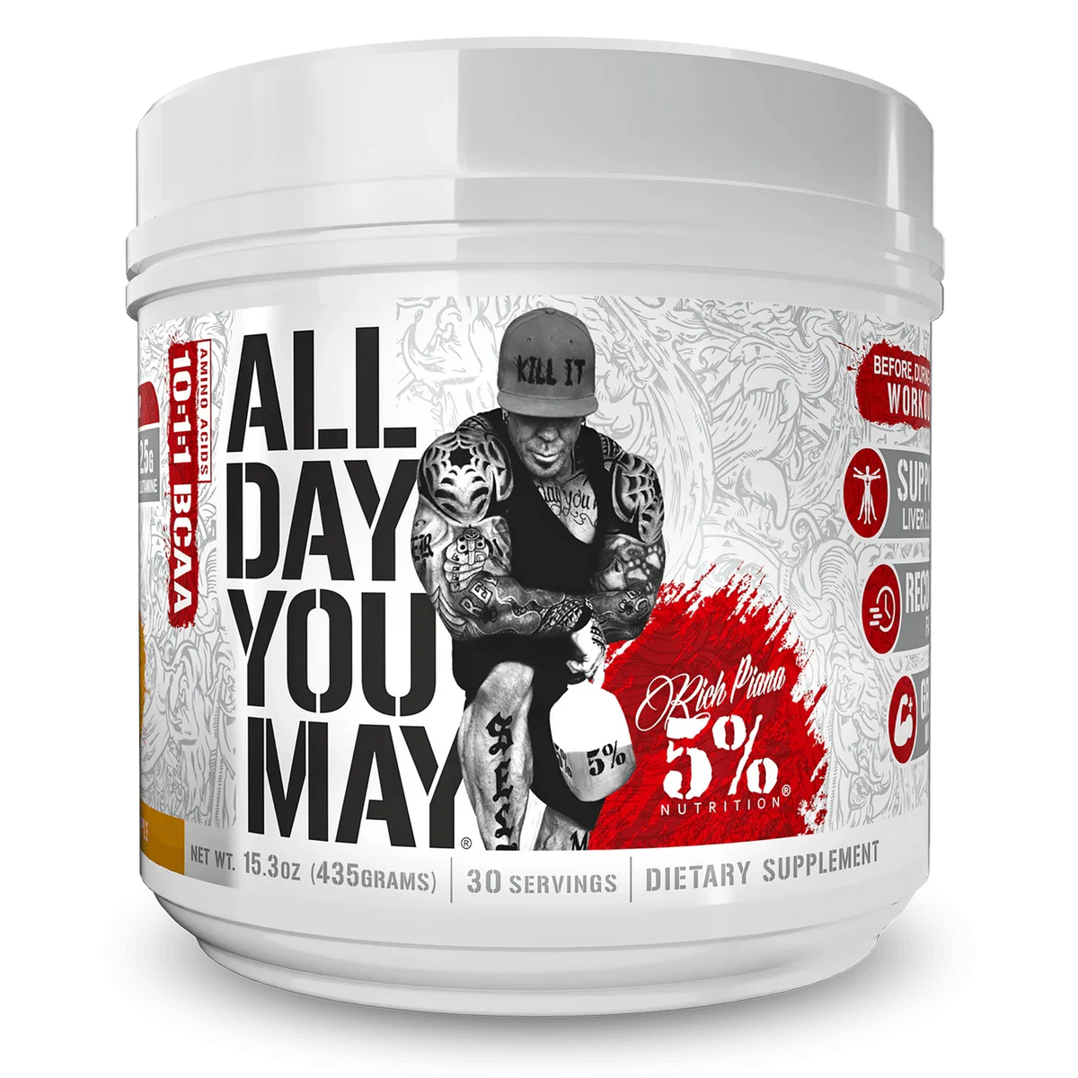 5% Nutrition All Day You May 10:1:1 Ratio BCAA with Joint & Liver Support Blend