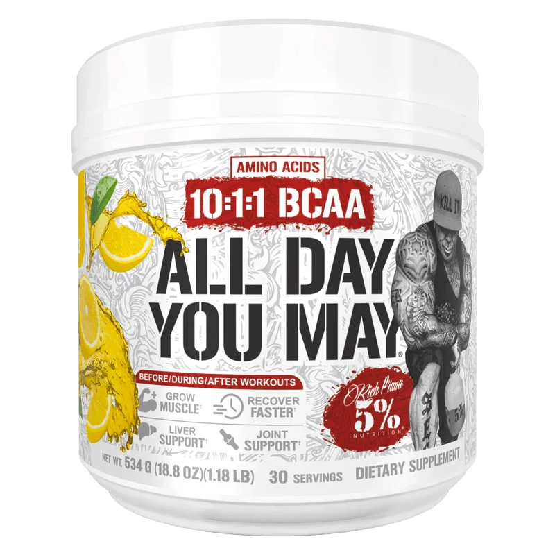 5% Nutrition All Day You May 10:1:1 Ratio BCAA with Joint & Liver Support Blend
