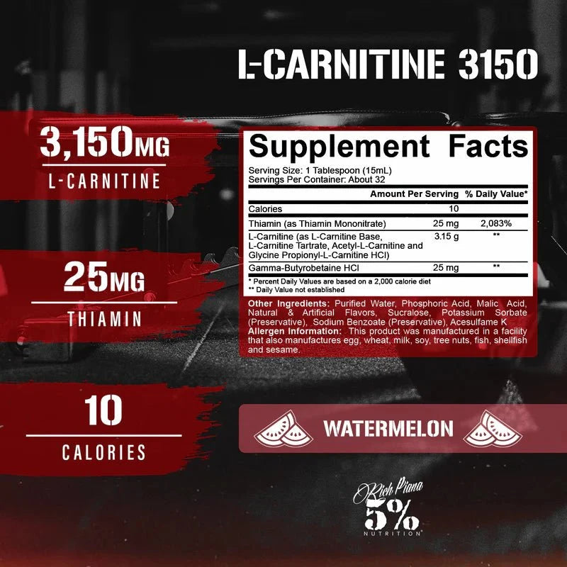 5% Nutrition Liquid L-Carnitine 3150 | Advanced Fat Metabolism & Energy Support