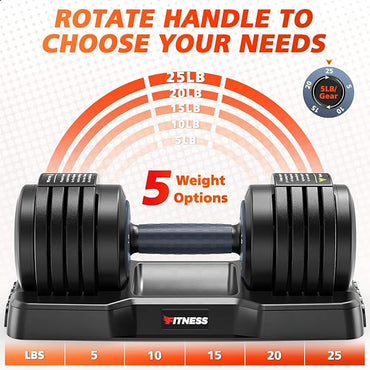 Adjustable Dumbbells Set of 2, 1 Hand Adjustable Weights Dumbbells Set, 5 in 1/10 in 1 Free Dumbbell with Anti-Slip Texture Handle, 25/55/80lb Pair Weight Set For Home Gym Suit both Men and Women