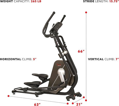 Sunny Health & Fitness Elliptical Trainer Machine w/Built-in Pulse Sensor, Low Impact Cardio Exerciser & Full-Body Cross Training for Home, Optional Free SunnyFit App Link & Electric w/300LB Load