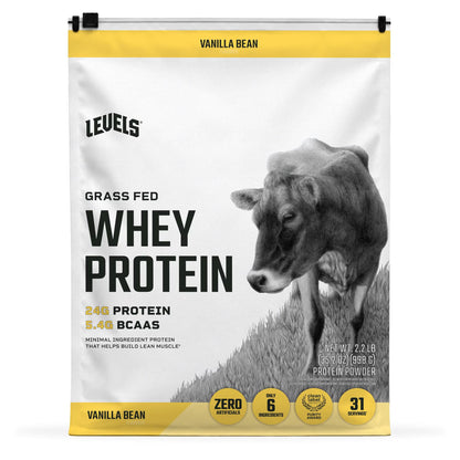 Levels Grass Fed Whey Protein Powder Vanilla Bean 2.2 lb | 24g Protein Per Serving