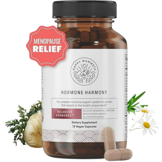 Happy Mammoth Hormone Harmony – Vegan Menopause Support | Hormone Balance, Hot Flash & Mood Relief (72 Capsules)