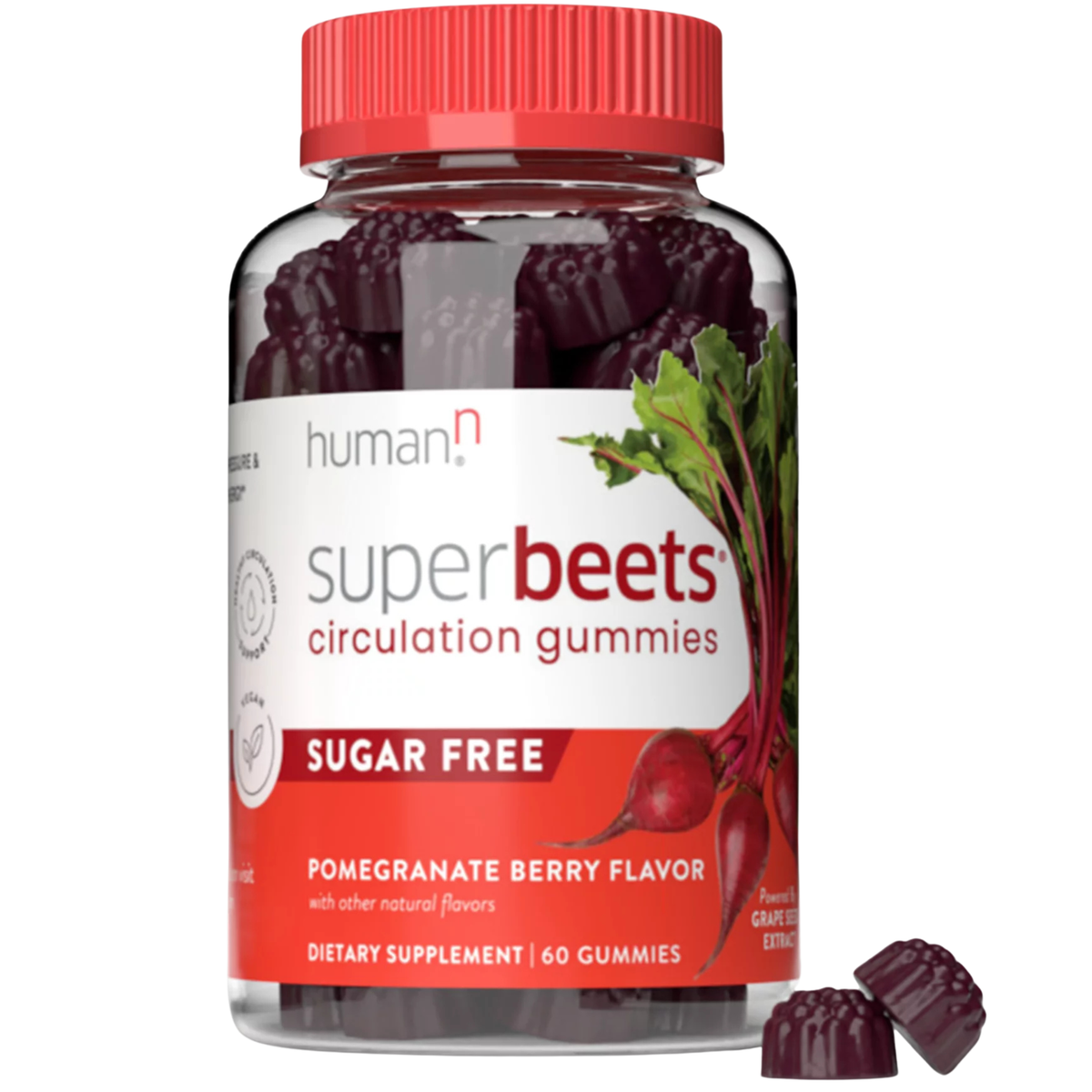 Human.n SuperBeets Circulation Gummies, 60 Count, Pack of 2