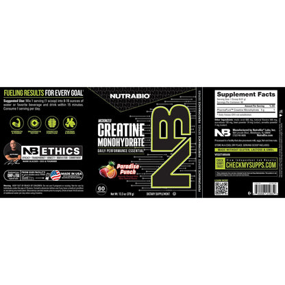 NutraBio Creatine Monohydrate Powder