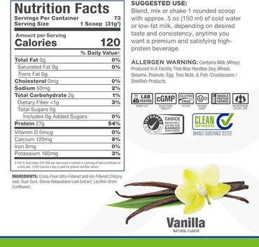 ALLMAX IsoNatural Pure Whey Protein Isolate 5 lbs - Vanilla