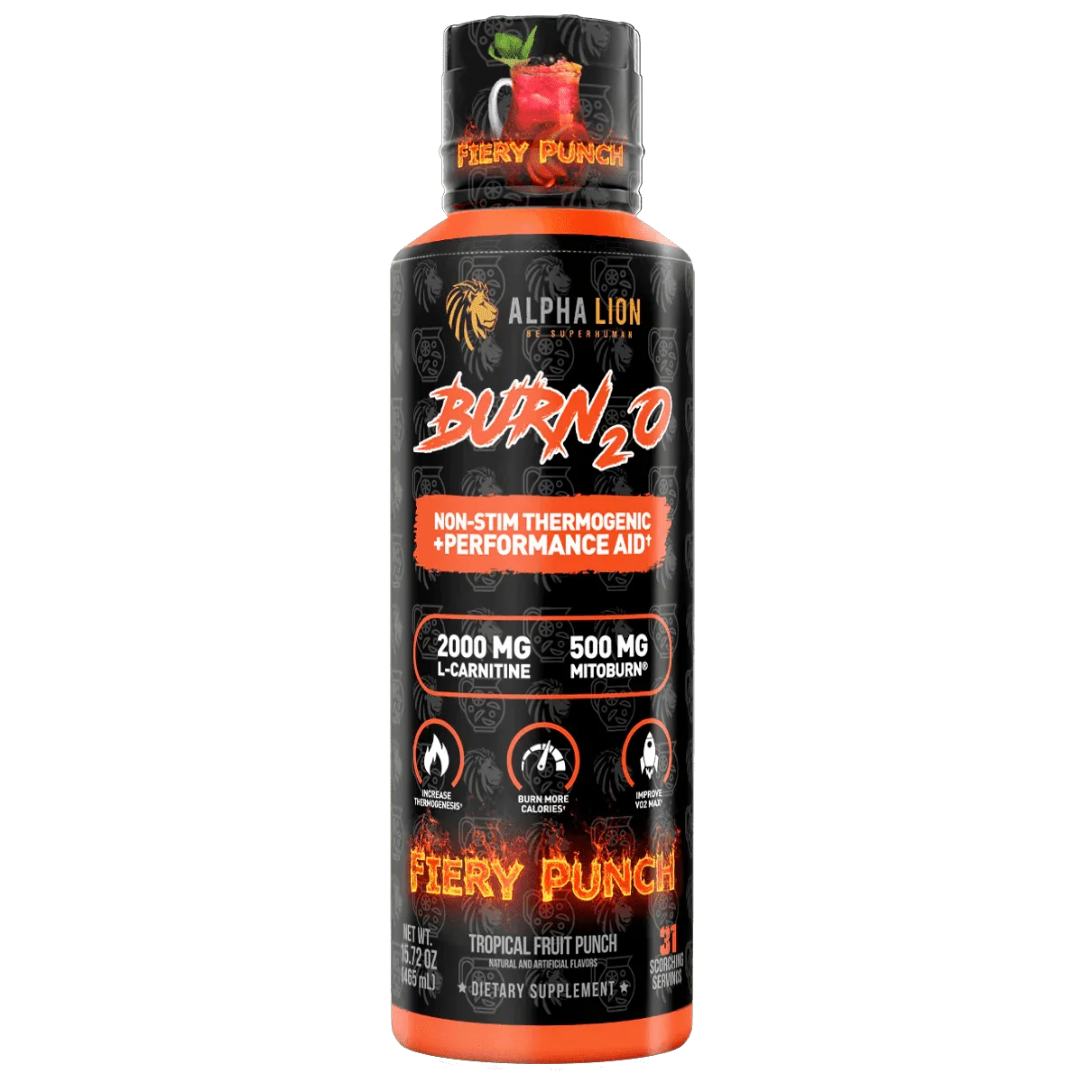 Alpha Lion BURN2O – Stimulant-Free Liquid Thermogenic & Performance Support, 31 Servings