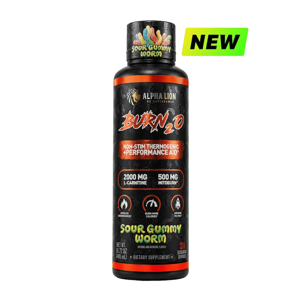 Alpha Lion BURN2O – Stimulant-Free Liquid Thermogenic & Performance Support, 31 Servings