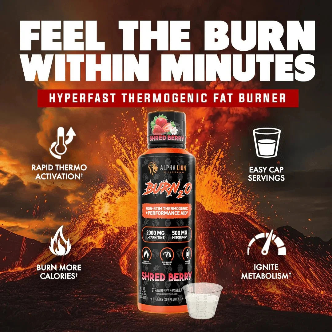 Alpha Lion BURN2O – Stimulant-Free Liquid Thermogenic & Performance Support, 31 Servings