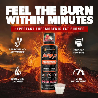 Alpha Lion BURN2O – Stimulant-Free Liquid Thermogenic & Performance Support, 31 Servings