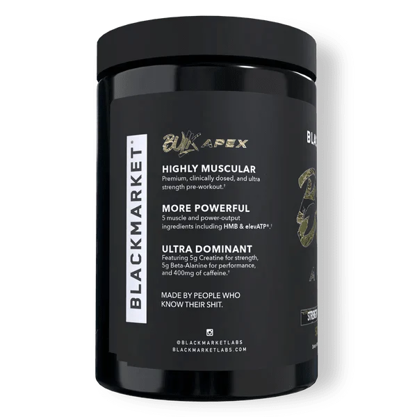 BlackMarket Labs BULK APEX Strength Pre-Workout | 400mg Caffeine | Creatine + HMB | 20 Servings