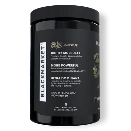 BlackMarket Labs BULK APEX Strength Pre-Workout | 400mg Caffeine | Creatine + HMB | 20 Servings