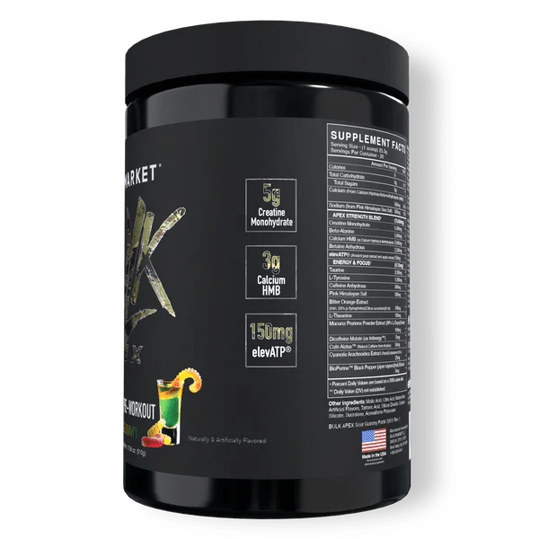 BlackMarket Labs BULK APEX Strength Pre-Workout | 400mg Caffeine | Creatine + HMB | 20 Servings