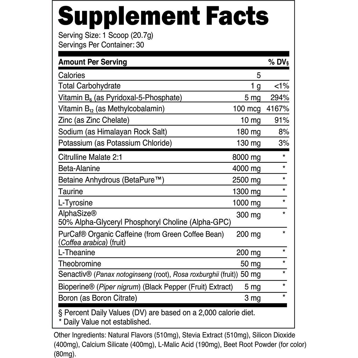 Transparent labs Bulk Pre-Workout -30 Servings