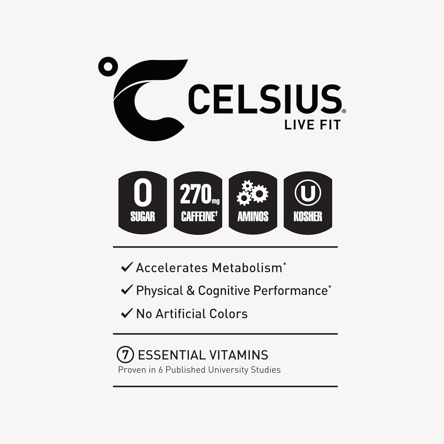 Celsius Essentials Energy Drinks 270mg Caffeine
