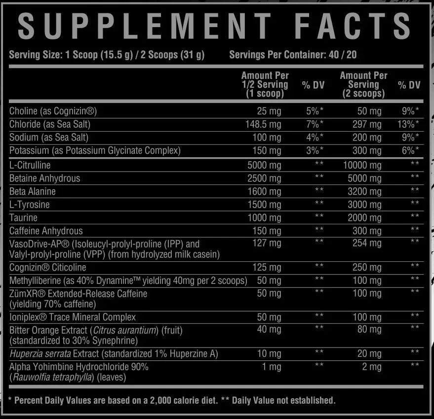 Core Nutritionals FURY BLACK Hardcore Pre-Workout