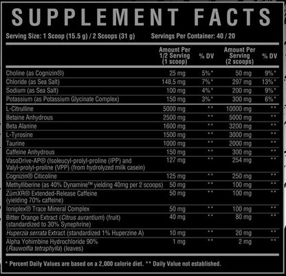Core Nutritionals FURY BLACK Hardcore Pre-Workout