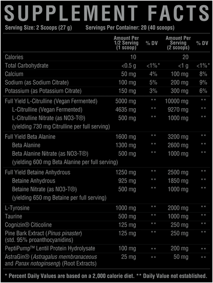 Core Nutritionals PUMP BLACK Non-Stim Pre-Workout