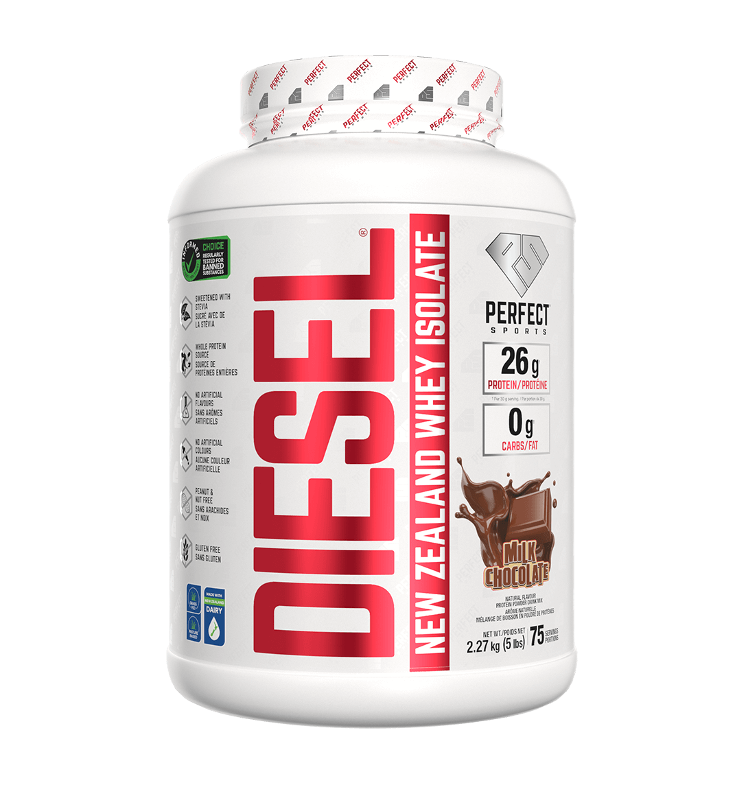 Perfect Sports DIESEL New Zealand Grassfed Whey Protein Isolate 5 lbs