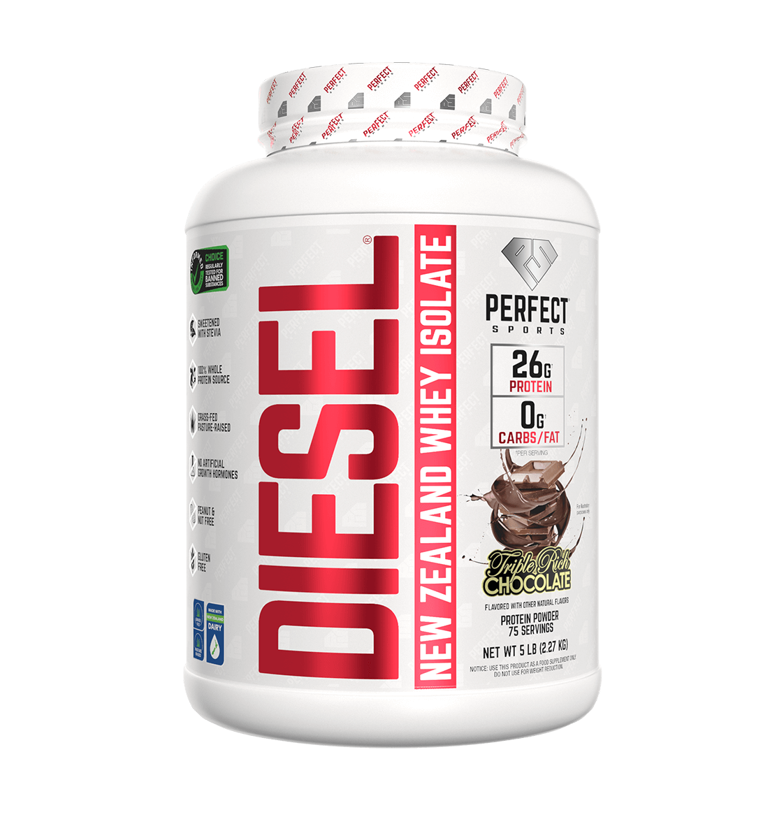 Perfect Sports DIESEL New Zealand Grassfed Whey Protein Isolate 5 lbs