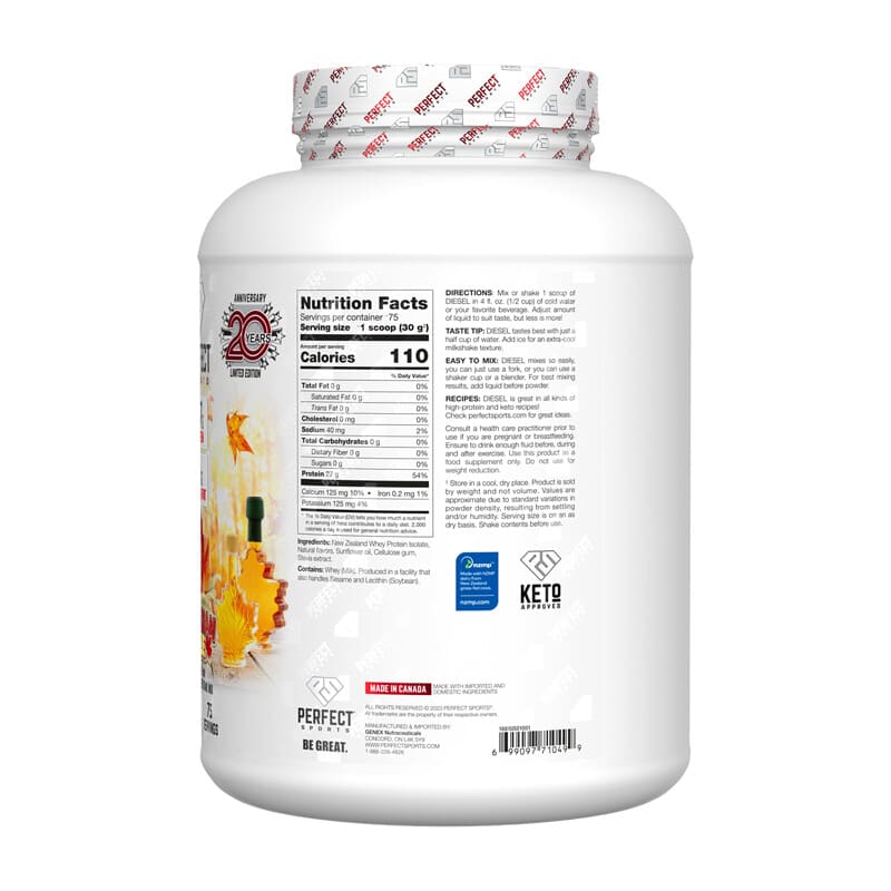 Perfect Sports DIESEL New Zealand Grassfed Whey Protein Isolate 5 lbs