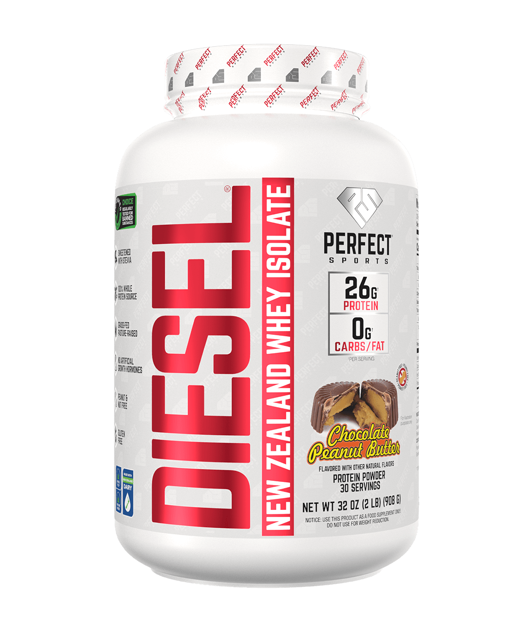 Perfect Sports DIESEL New Zealand Grassfed Whey Protein Isolate 2 lbs