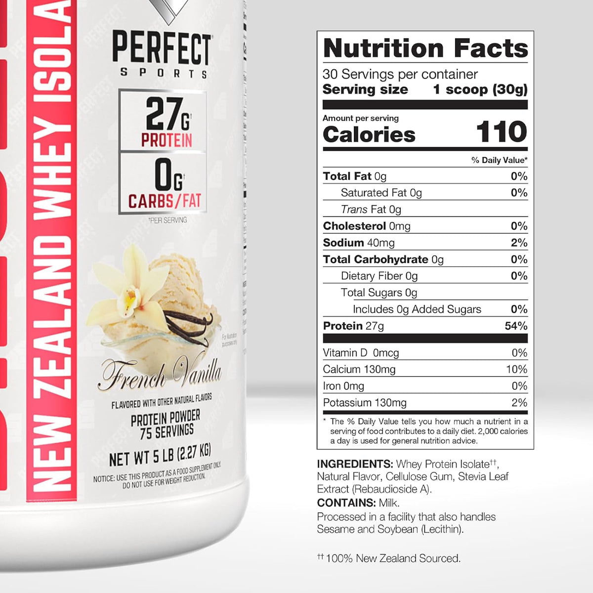 Perfect Sports DIESEL New Zealand Grassfed Whey Protein Isolate 5 lbs
