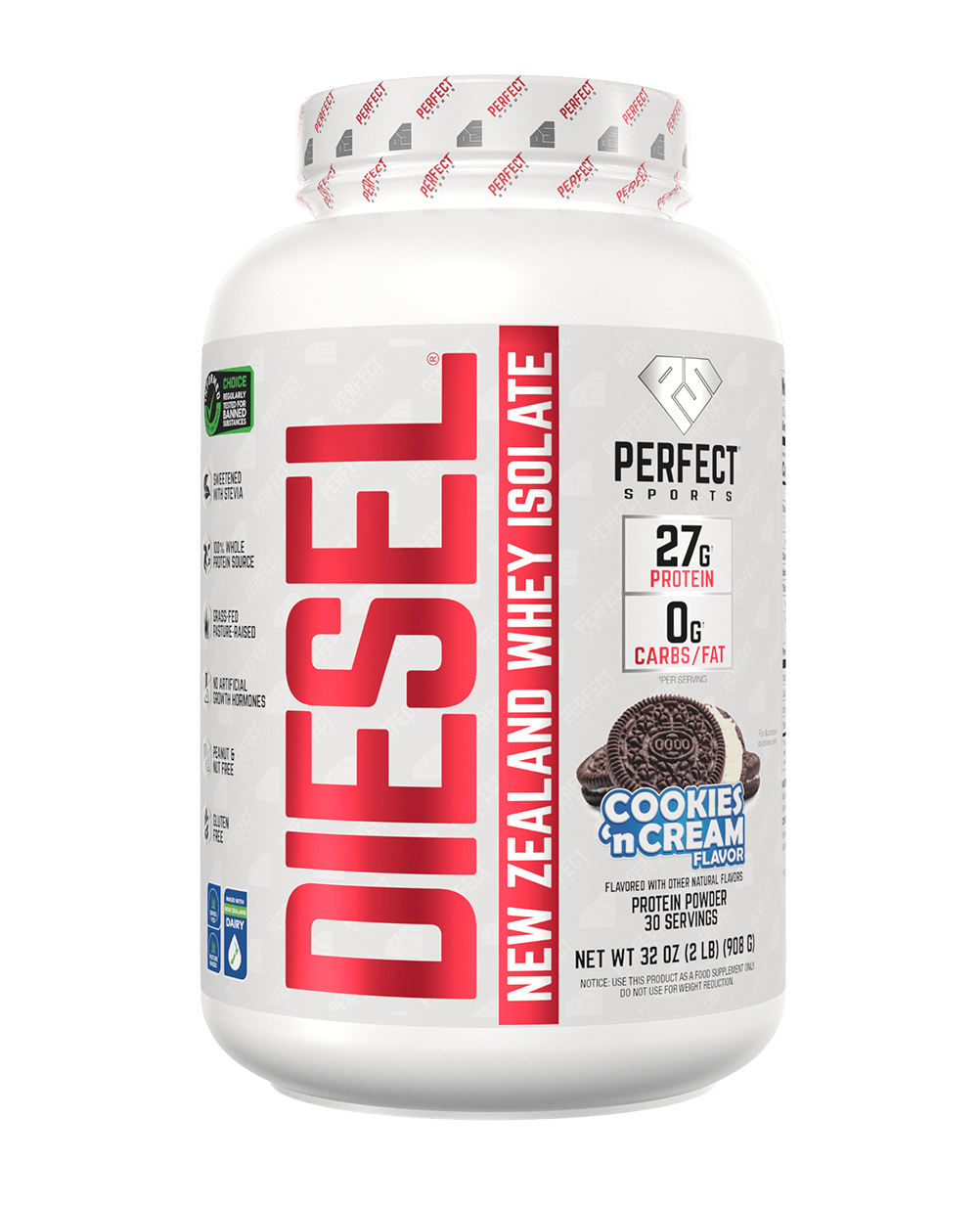 Perfect Sports DIESEL New Zealand Grassfed Whey Protein Isolate 2 lbs