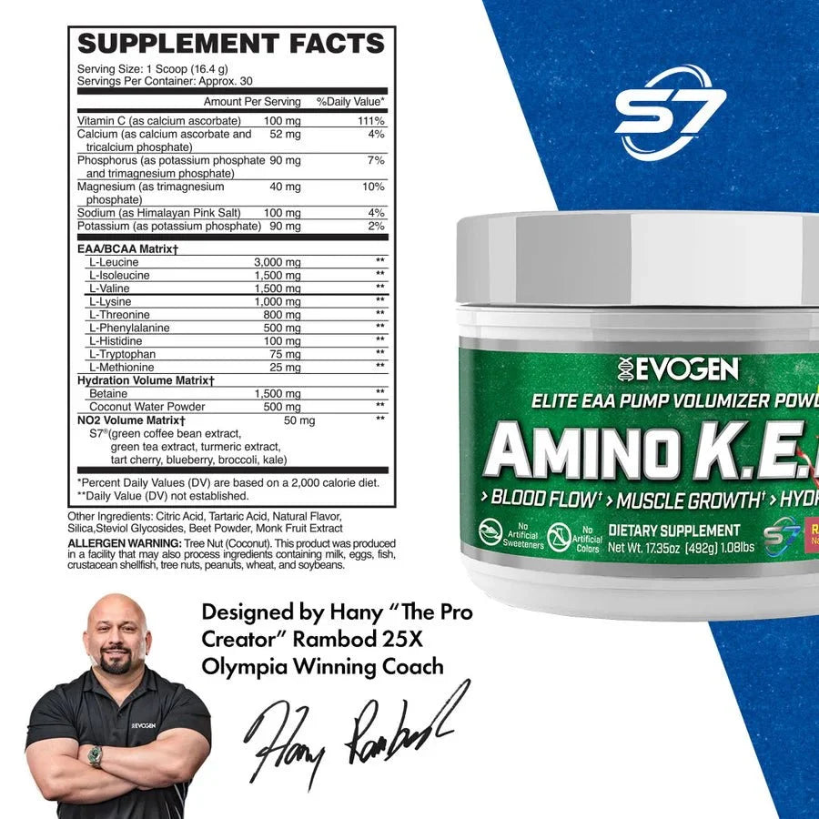 Evogen Amino K.E.M. EAA | Essential Amino Acids + BCAAs + Hydration & Recovery Formula