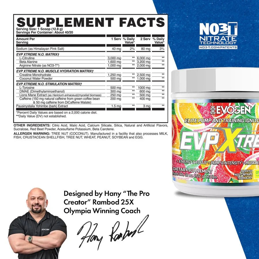 Evogen EVP Xtreme N.O. High-Stim Pre-Workout | Energy, Focus & Extreme Pumps