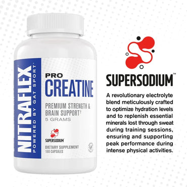 GAT Sport Nitraflex PRO Creatine | 5g Creatine Monohydrate + Super Sodium™ | 180 Capsules