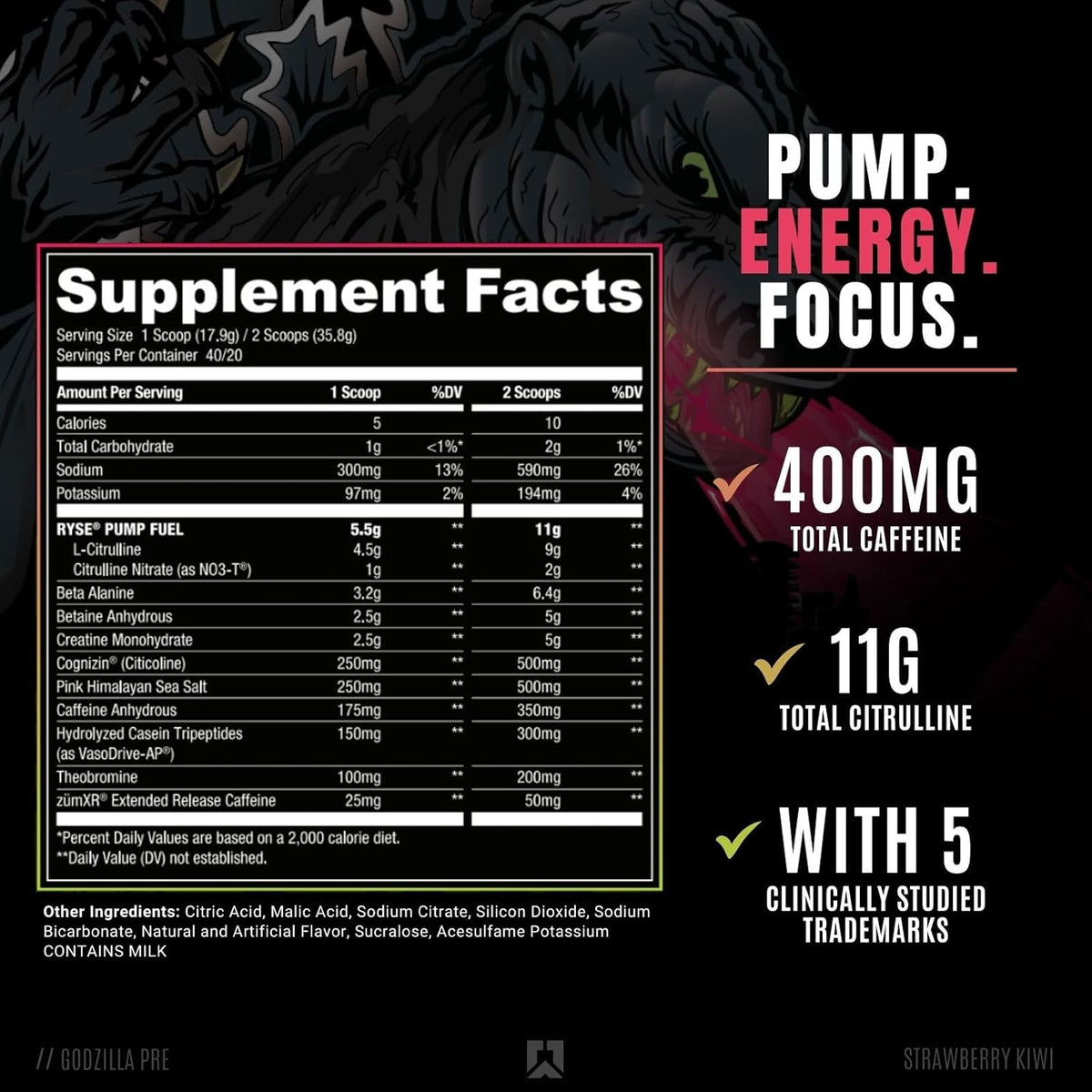 Ryse Godzilla Pre Workout 40 Servs
