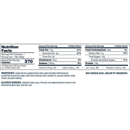 Transparent labs Grass-Fed Protein+ Bar