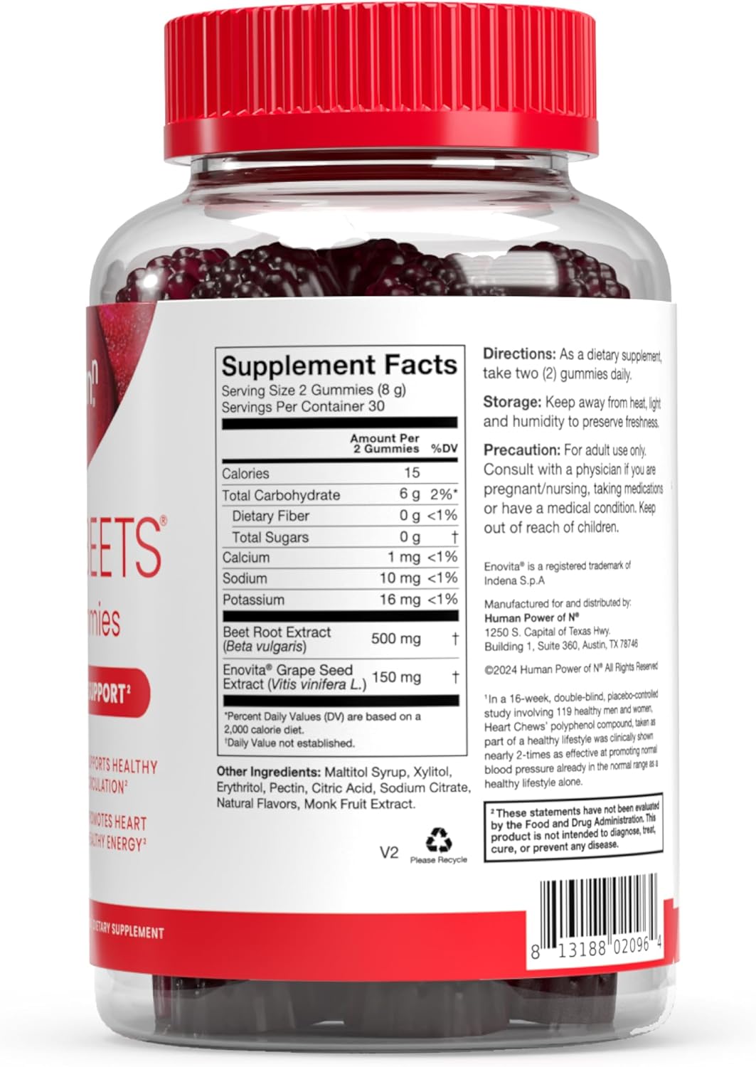 HumanN SuperBeets Heart Gummies 3-Pack Sugar-Free 60 Count