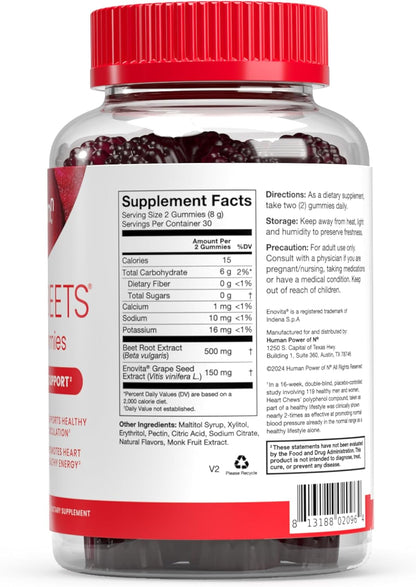 HumanN SuperBeets Heart Gummies 3-Pack Sugar-Free 60 Count