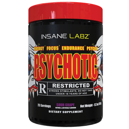 Insane Labz Psychotic Rated-R Pre-Workout | 424mg Caffeine | High-Stim Energy, Pump & Endurance
