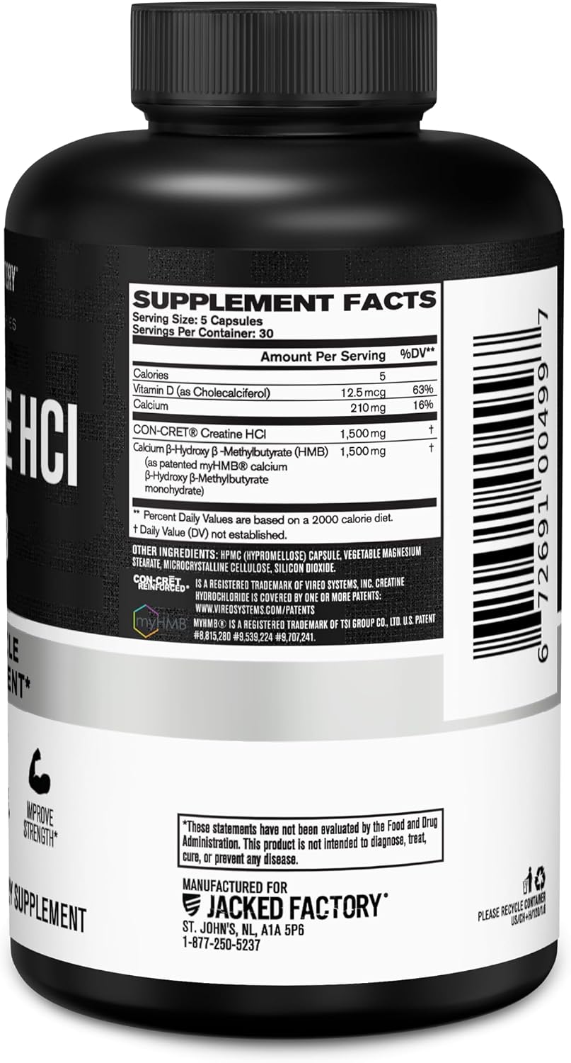 Jacked Factory Creatine HCl + HMB Capsules | CON-CRET® Creatine HCl & myHMB®