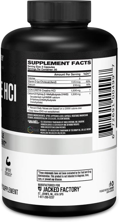 Jacked Factory Creatine HCl + HMB Capsules | CON-CRET® Creatine HCl & myHMB®