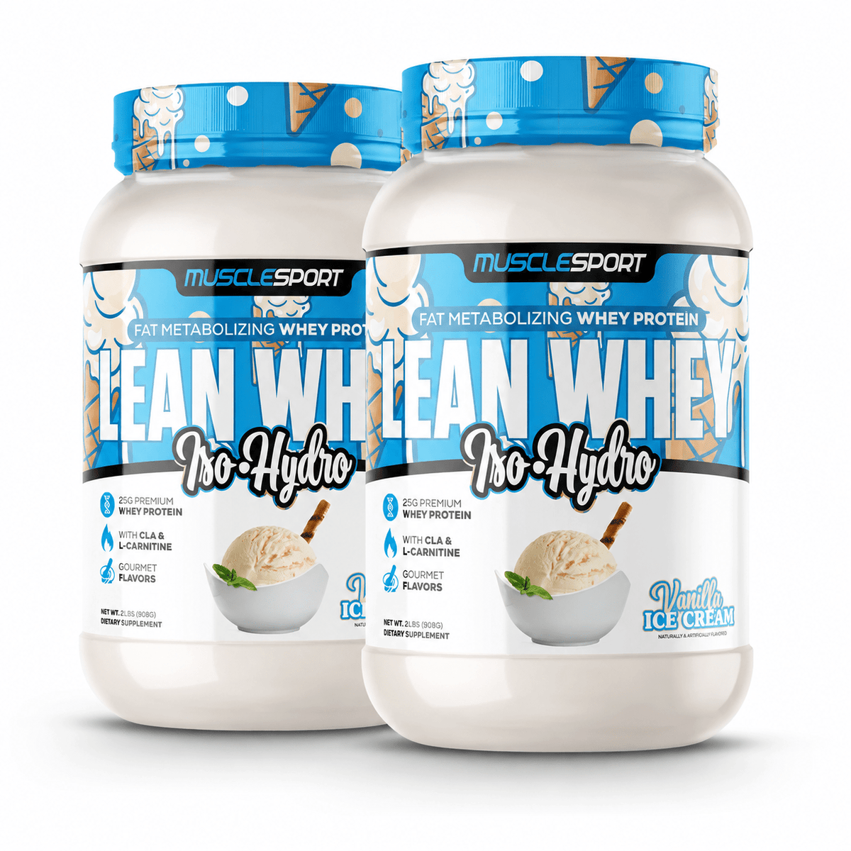 MuscleSport Lean Whey Iso Hydro with CLA, MCTs & L-Carnitine - 2lbs