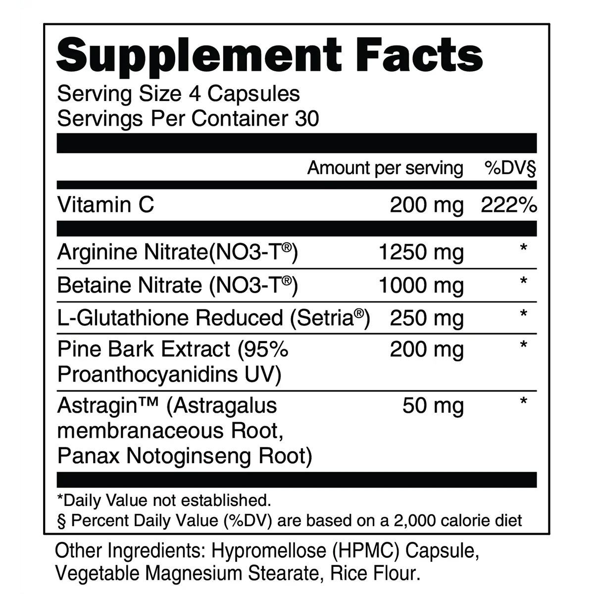 Transparent Labs Nitric Oxide 120 Caps