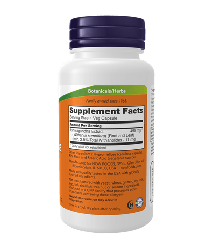 Now Ashwagandha Standardized Extract 450mg