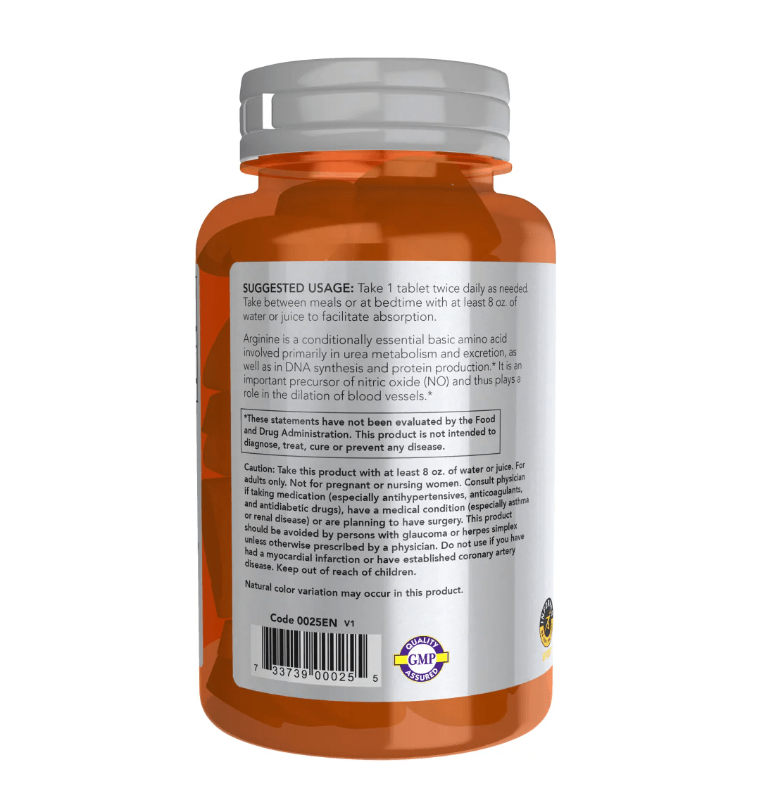 Now L-Arginine Double Strength 1000 mg - 60 Tablets