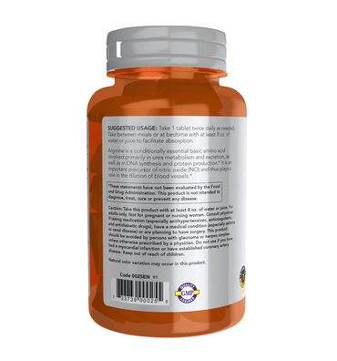 Now L-Arginine Double Strength 1000 mg - 60 Tablets